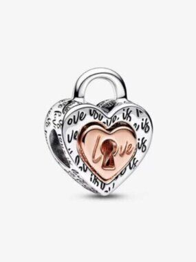 Pandora Two-tone Padlock Splittable Heart Charm